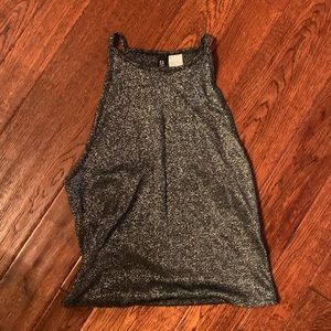 Divided sparkly gray tank top